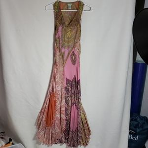 Anthropologie silk paisley maxi dress